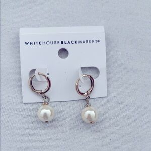 White House Black Market Gold tone Pearl like Earrings